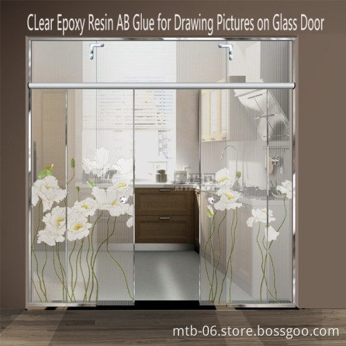 Clear Epoxy Resin AB Glue for Drawing Patterns on Sliding Door Glass